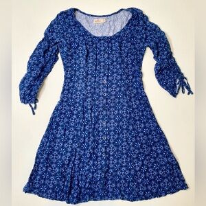 Hollister Blue Ruched Tiered Midi Dress size small